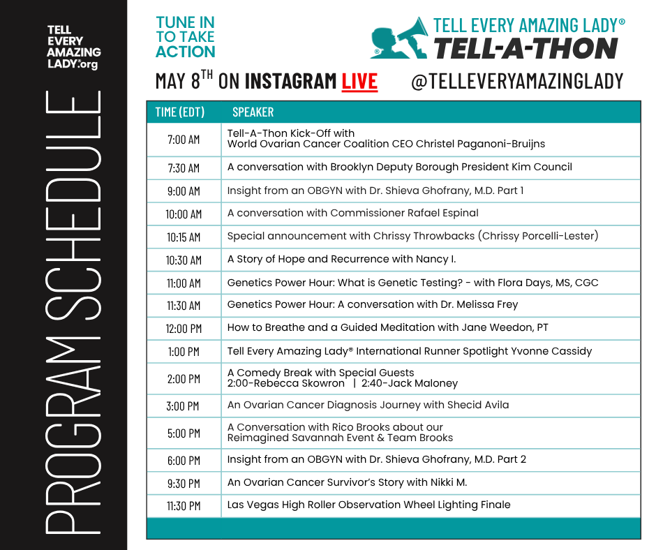 Schedule (Facebook) - tell every amazing lady tell-a-thon